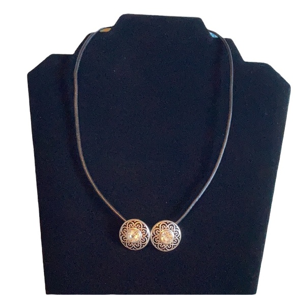 Leather Cord 18" with Crystal Slide - Picture 2 of 3